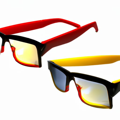 pair of glasses with different colored lenses - symbolizing different perspectives.